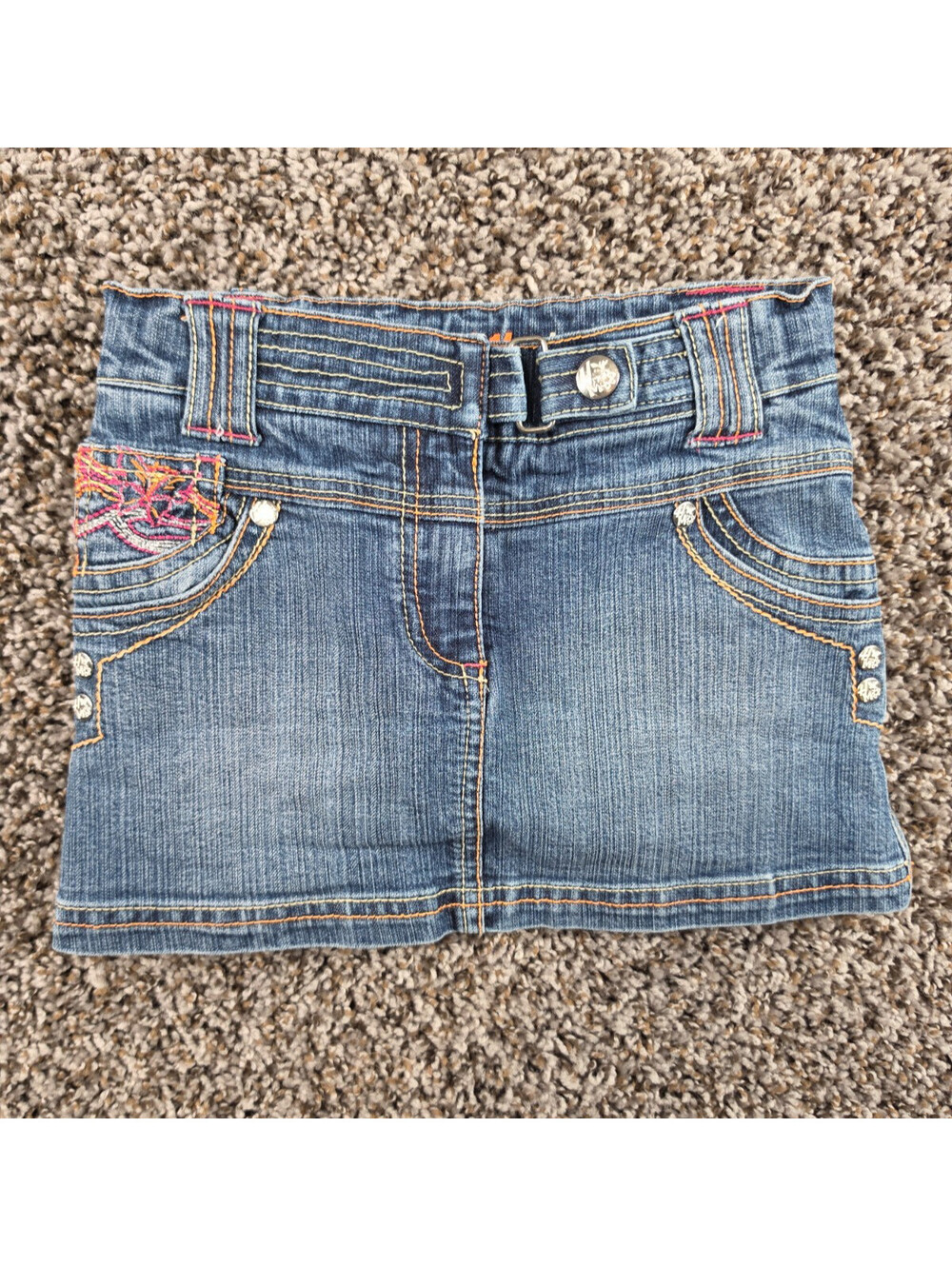 Y2K Hannah Montana Girls Sz 5 Blue Jean Denim Skirt Embroidered